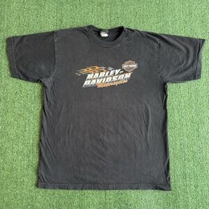 Harley-Davidson Spellout California  Sz XL Graphic Black T-Shirt Flames